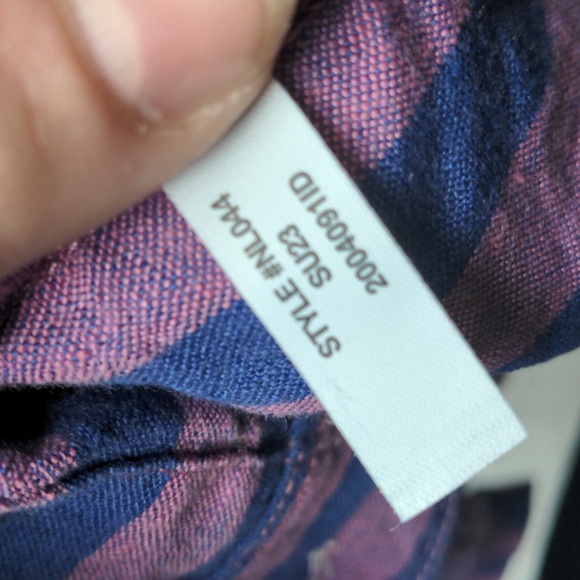 Madewell 100% Linen Button-Up Camp Shirt in Stripe Purple Size XXS - Picture 6 of 6